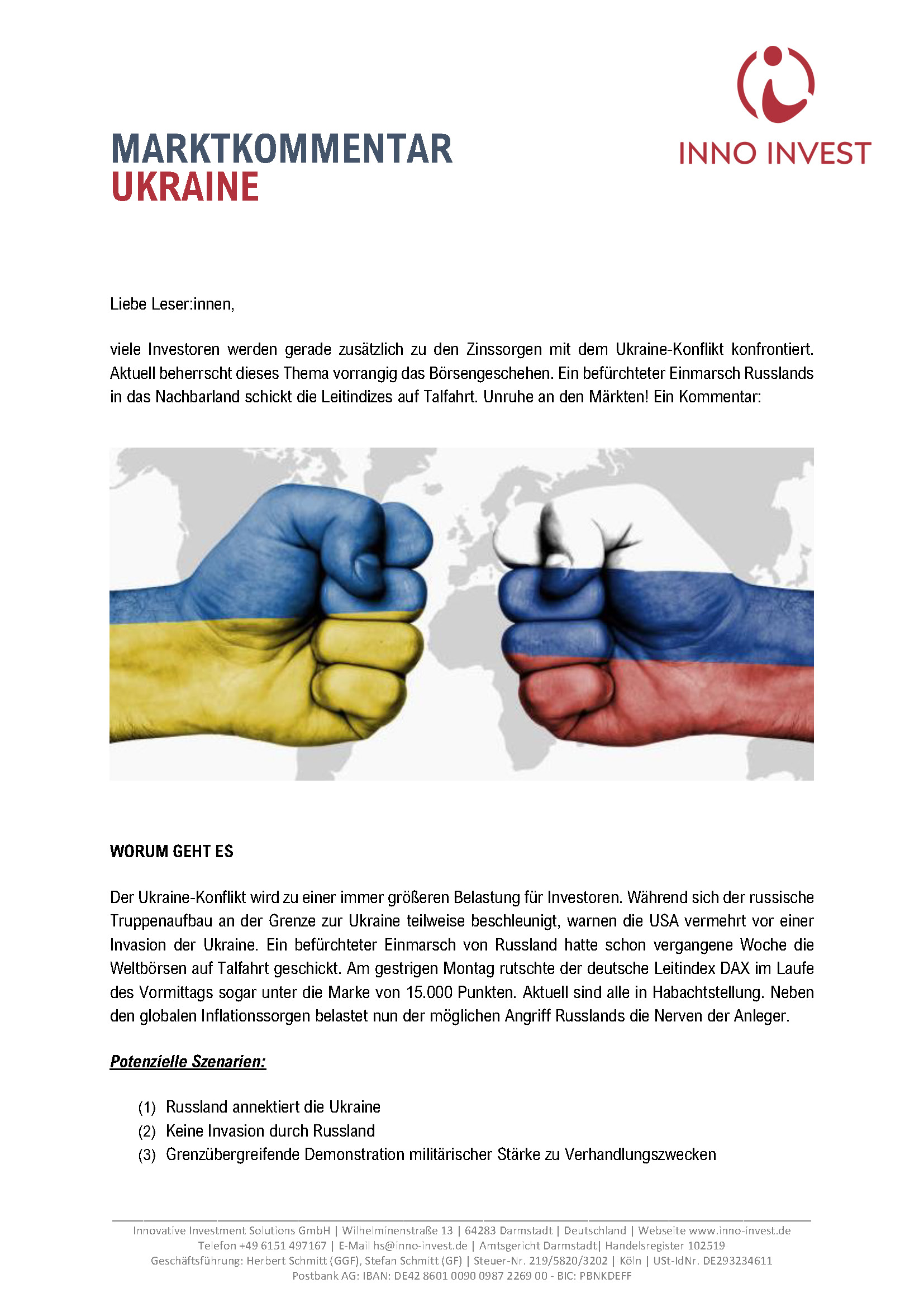 Veröffentlichtung Sonderkommentar Inno Invest Ukraine-Konflikt